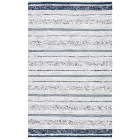 Safavieh 9 x 12 ft. Striped Kilim Contemporary Rectangle Hand Woven Rug - Ivory & Navy STK517A-9